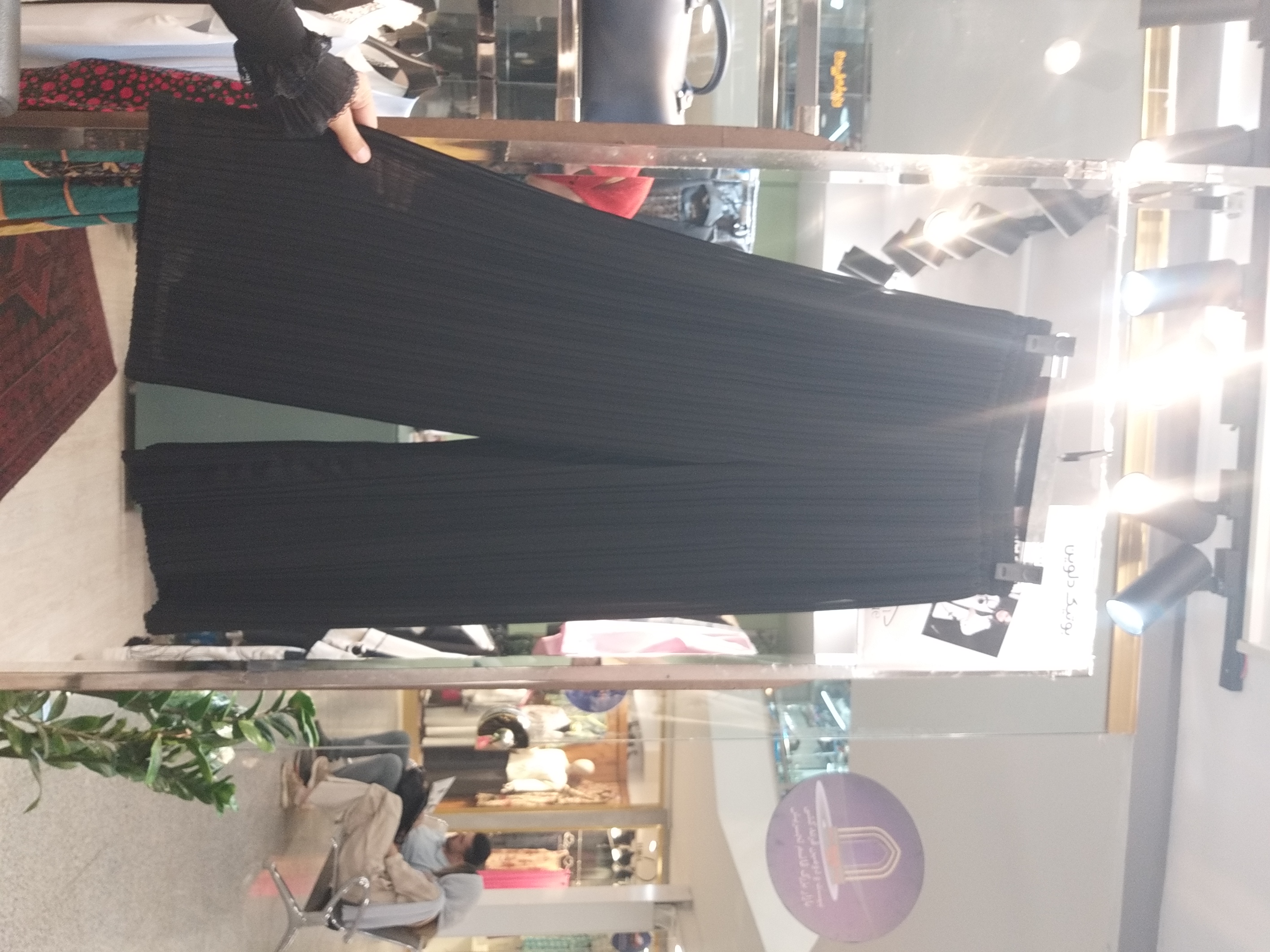 شلوار پلیسه ریز حریر کره ای مشکی